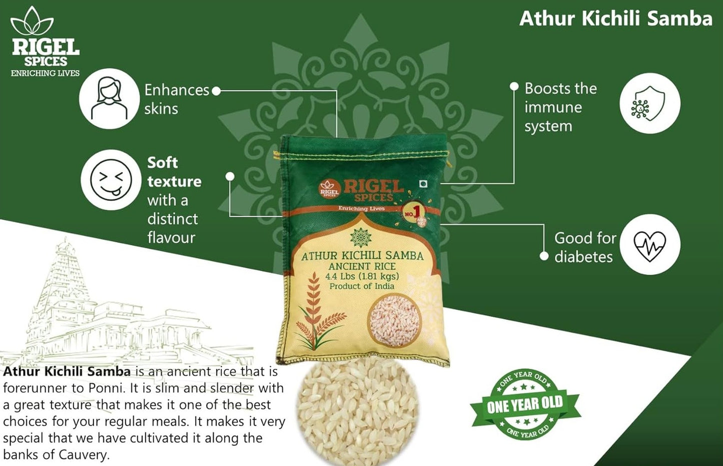 Athur Kichili Samba Rice - 4 Lbs/10 Lbs
