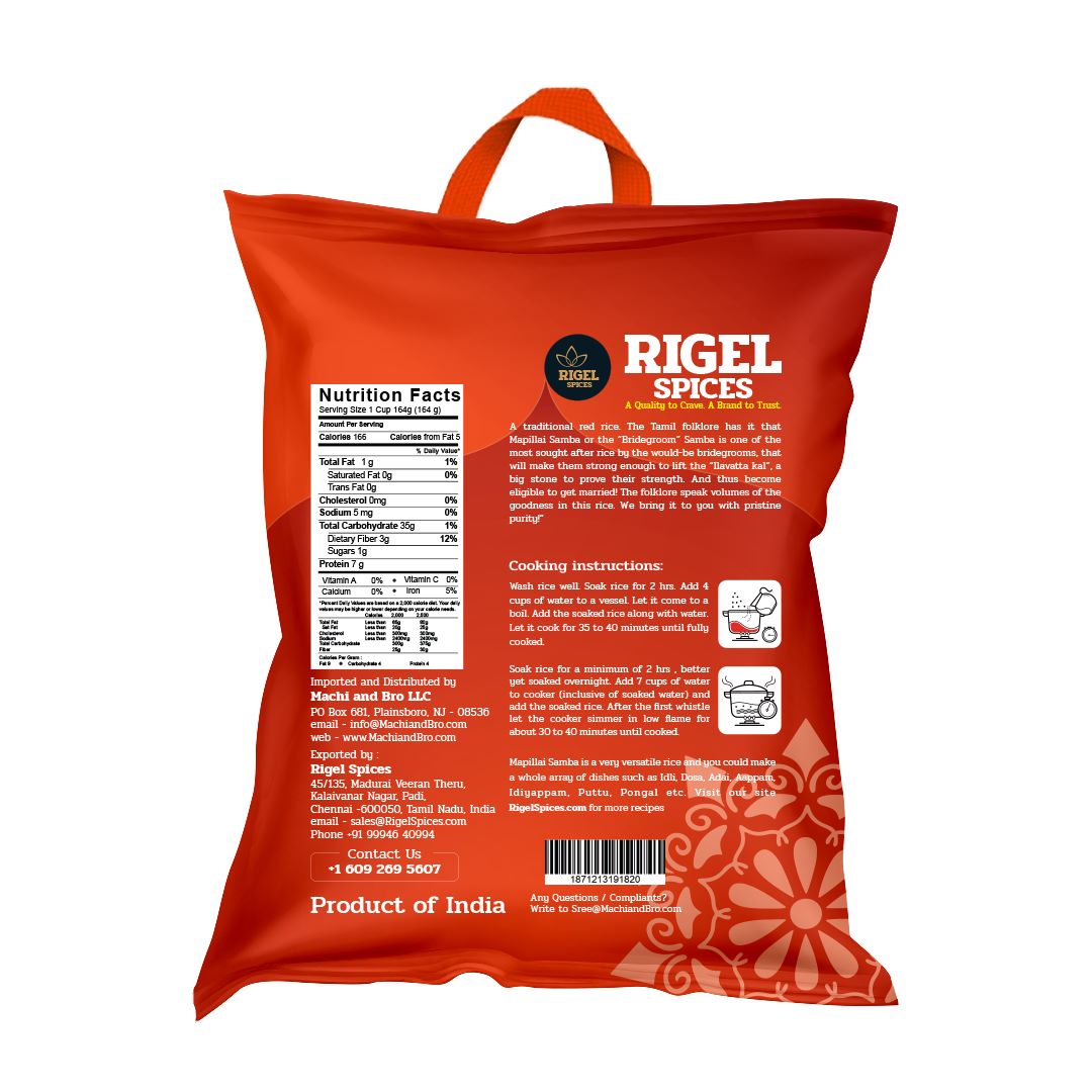 Mapillai Samba (Red) Rice - 2 lbs/10 lbs